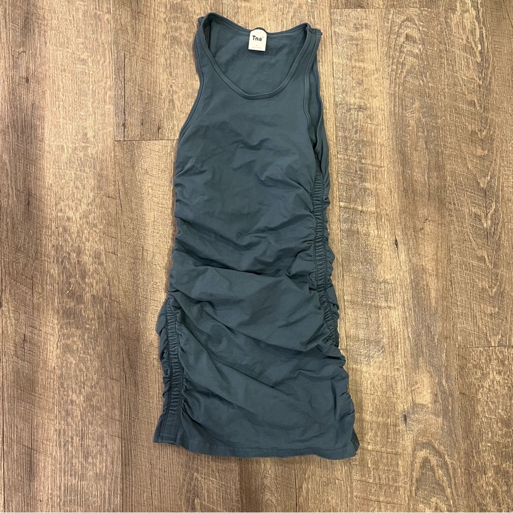 TNA by aritzia ruched mini bodycon dress